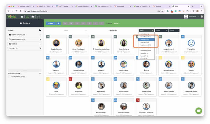 contacts - new hire sort circles